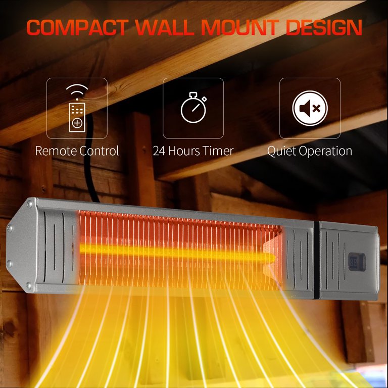 HUMSURE Outdoor Terrace Heater, Indoor Infrared Heater, Wall Mounted Heater  Using Electric Infrared Technology And Carbon Fiber Tube, Remote Control  Ultra Quiet 1500w Metallic Silver. - Walmart.com