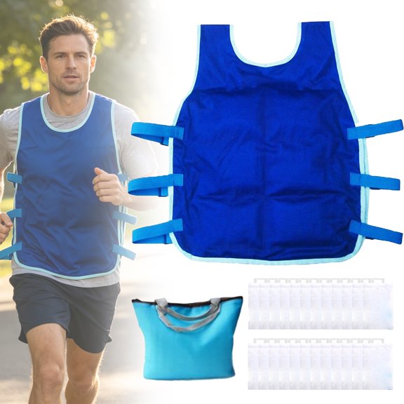 CHENjy Ice Pack Cooling Vest, Adjustable Heat Relief Cooling Jacket with Reusable Ice Packs, Thermal Regulation Vest for Cycling and Hiking, 1 Pack