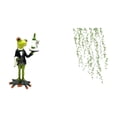 thumbnail image 1 of Estatua creativa de rana y hojas para decoración de pared, elegante escultura de animal, adorno de mesa para chimenea, entrada, estante y dormi, 1 of 8