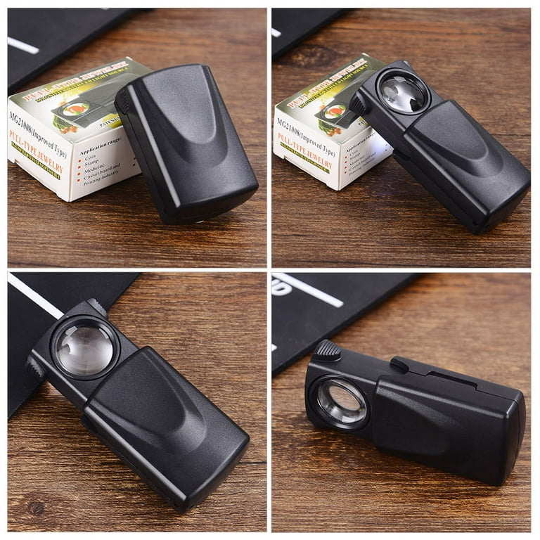 4pcs Pull-type Jewelry Magnifier 30X LED Illuminated Magnifying Glass  Magnifier 