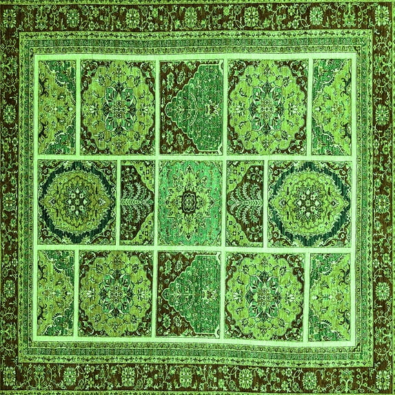 Ahgly Company Indoor Square Abstract Green Modern Area Rugs, 4' Square