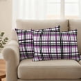 thumbnail image 3 of Purple Black Plaid Waterproof Outdoor Pillow Covers 20''x12'' Set of 2, Patio Furniture Cushion Covers for Chairs, Farmhouse Purple Black Checkered Decorative Pillow Cases for Garden/Pool/Beach, 3 of 9