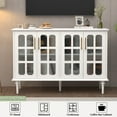 thumbnail image 6 of HLR 47.6" Modern Vintage Sideboards Buffet Cabinet with 4 Lattice Glass Door, White, 6 of 7