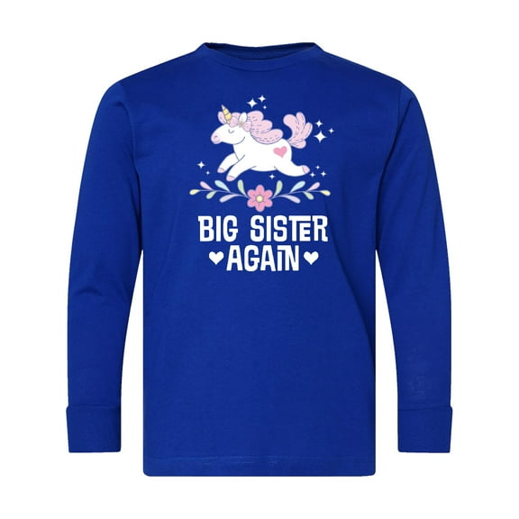 Inktastic Big Sister Again Unicorn Long Sleeve Youth T-Shirt