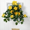 thumbnail image 2 of Nearly Natural 24" Hibiscus Hanging Plastic Artificial Plant (Set of 2), Yellow, 2 of 3