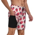 thumbnail image 3 of Haiem Strawberry Mens Swim Trunks with Compression Liner 2 in 1 Swimming Shorts Stretch Swimwear Quick Dry,Board Shorts-X-Large, 3 of 9