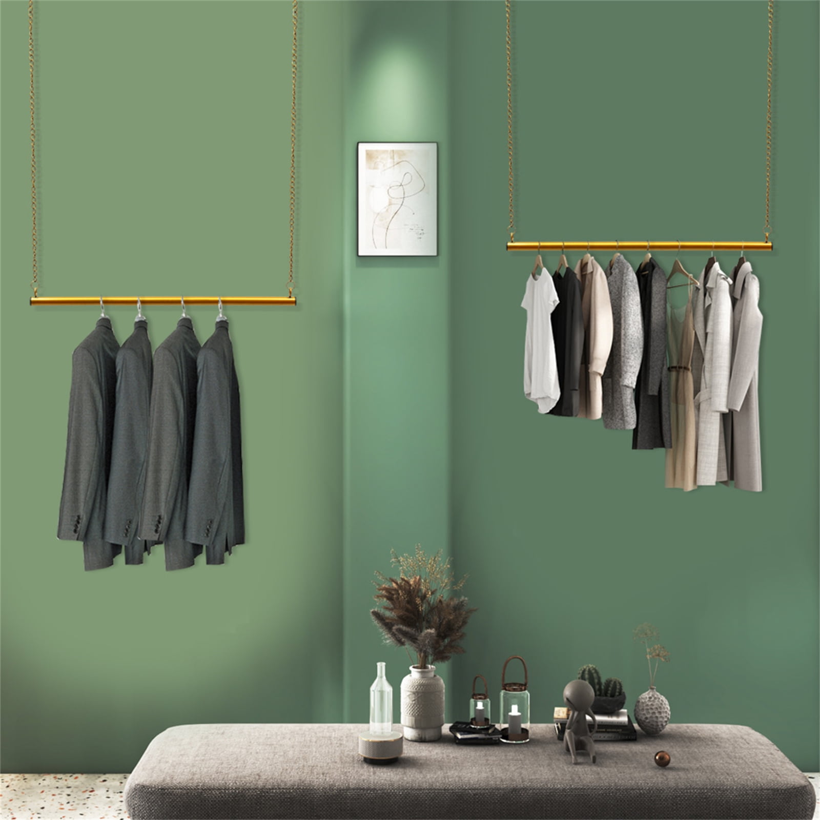 Miumaeov Height Adjustable Gold Metal Chain Clothing Hanging Racks 2 ...