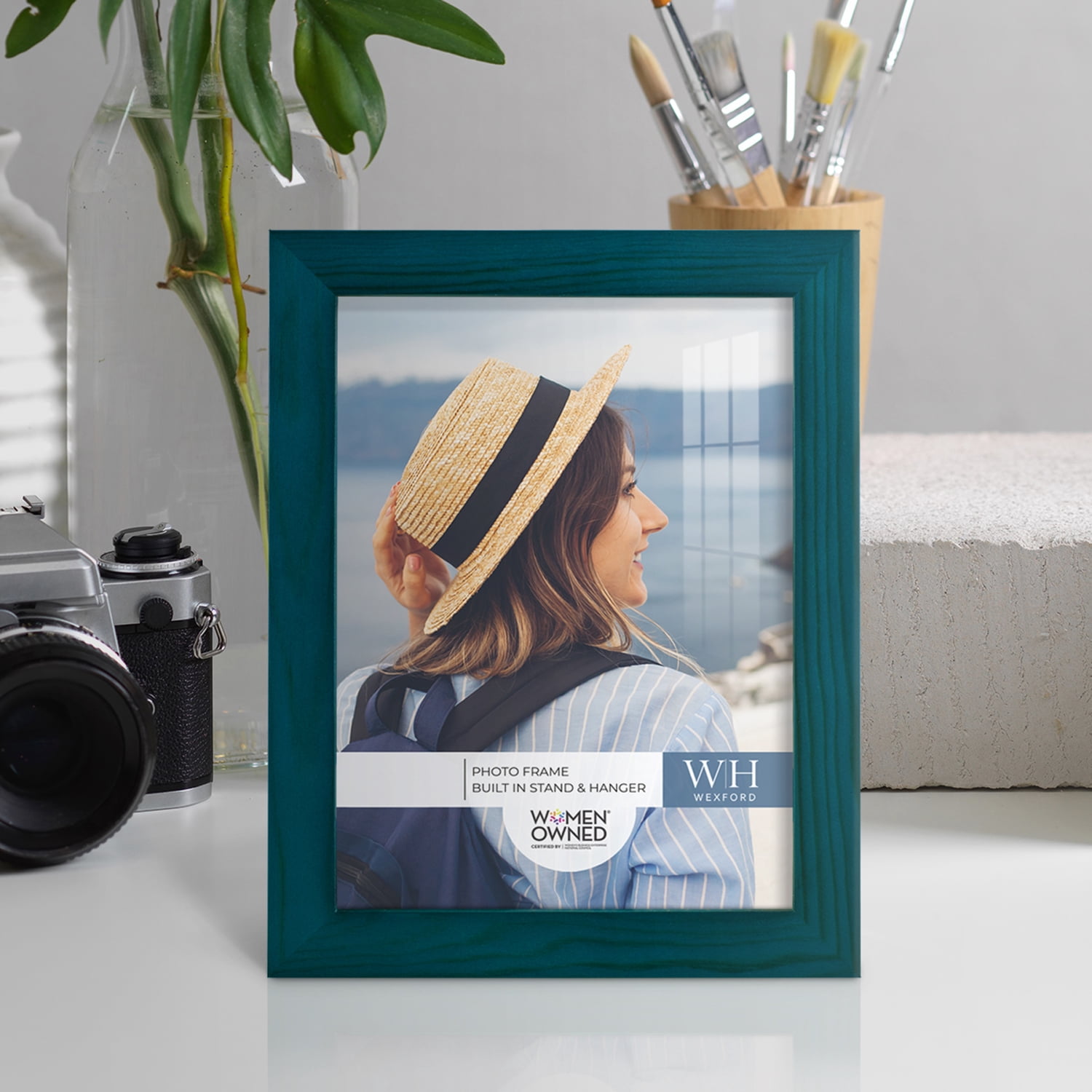 Woodgrain 6 in. x 8 in. Ocean Blue Picture Frame (Set of 2)