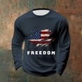 thumbnail image 2 of Men Letter Graphic T Shirts Freedom Long Sleeve Tee Tops Navy 3XL, 2 of 3