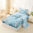 thumbnail image 2 of spefrowx Watercolor Sea Turtle Twin Sheets for Kids Boys Girls, Blue Coral Wildlife Bedding, 3-Piece, 1 Flat Sheet, 1 Fitted Sheet and 1 Pillowcase, 2 of 5