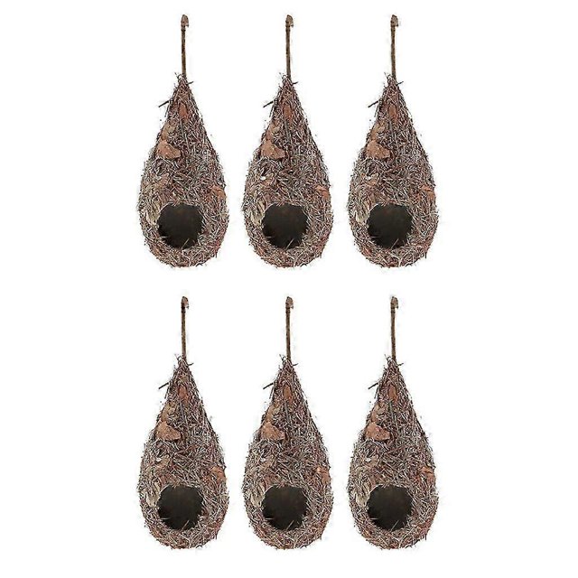 6 Pack Bird House, Hanging Birdhouse Bird Nest Fiber Hand-Woven Roosting