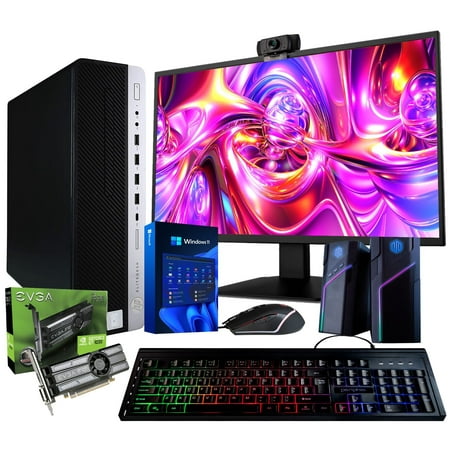 Restored HP Prebuilt Gaming Desktop Computer Core i7 + GeForce GT 1030 2GB GPU 1080p Gaming PC 16GB DDR4 RAM 500GB SSD 22in LCD Monitor Wi-Fi 5G + Bluetooth Windows 11 Pro (Refurbished)