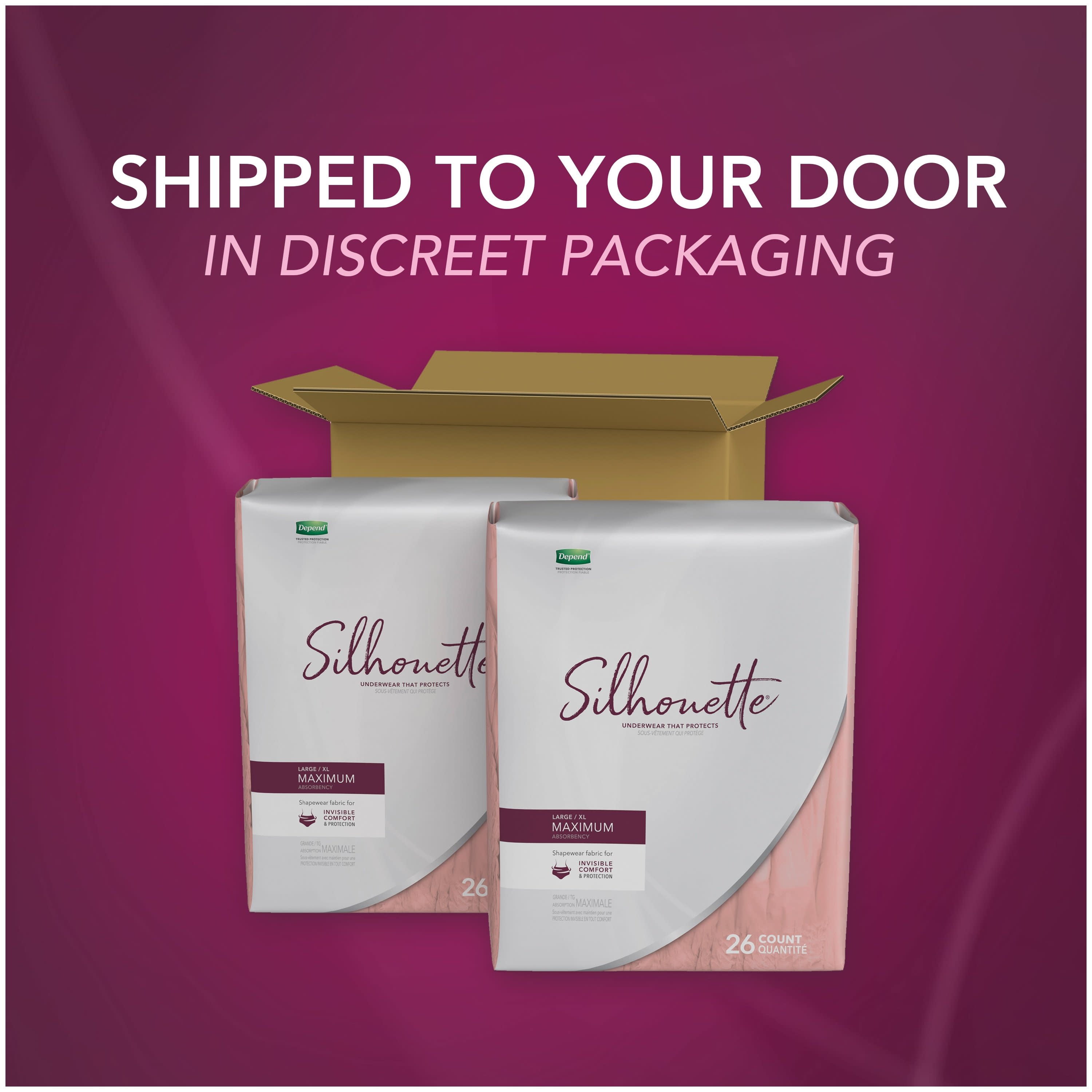Depend Silhouette Women's Maximum Postpartum Incontinence Underwear, L/XL, Pink, 52 Count