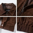 thumbnail image 4 of FLAVOR Men Genuine Leather Bomber Jacket Casual Fall Winter Jacket Brown (3X-Large, Dark Brown), 4 of 5