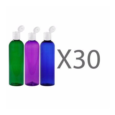 MoYo Natural Labs 4 oz Travel Bottles, Empty Travel Containers with Flip Caps, BPA Free PET Plastic Squeezable Toiletry/Cosmetic Bottles (Neck 20-410) (Pack of 30, Psychedelic)
