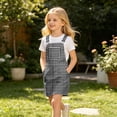thumbnail image 5 of Bobifish Toddler Girls Suspender Dress Kids Girls Sleeveless Plaid Printed Cross Back Dress With Pocket Casual Kids Girls Dresss, 5 of 6