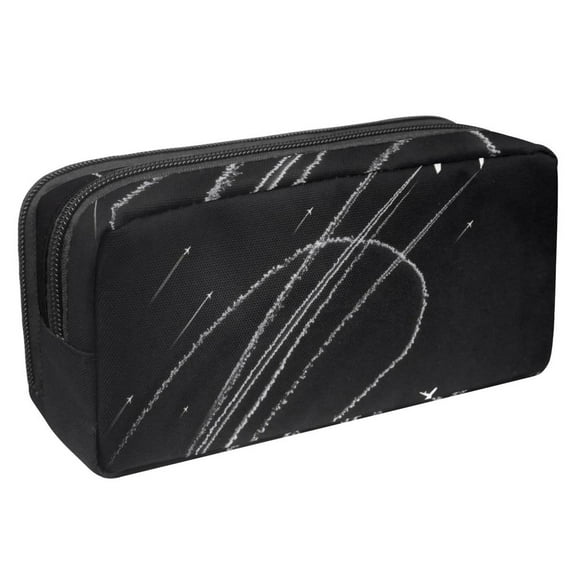 MUOOUM Pencil Case, Airplane Dashed Path Lines Large Capacity Pencil Pouch Stationery Pen Bag