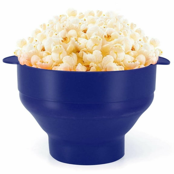 Microwave Silicone Popcorn Popper Maker Collapsible Bowl Hot Air Dishwasher Safe Blue