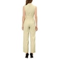 thumbnail image 3 of INSPIRE CHIC Women's Ankle Tie Waist Workwear Button Front Sleeveless Jumpsuit XL Apricot, 3 of 7