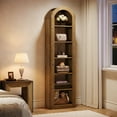 thumbnail image 2 of Tribesigns 74.8" Tall Arched Bookshelf, 6-Tier Narrow Open Bookcase, Floor Standing Corner Display Shelves Storage Organizer for Small Space, Home Office, Living Room, 2 of 16