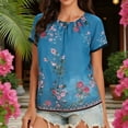 thumbnail image 2 of Tops sin Mangas de las Mujeres Reunidos Cuello Redondo Impreso de Gasa para el Uso Casual, las Fiestas Y la Moda Cotidiana, 2 of 7
