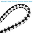thumbnail image 4 of Braided Leather Keychain with Stainless Steel Key Ring Sleeve, PU Woven Wristlet Lanyard, White Black 2 Pack, 4 of 5