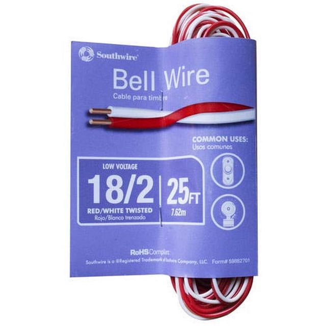 Cable para timbre Southwire 18/2 rojo y blanco 7,5 m cobre