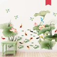 thumbnail image 4 of Calcomanía decorativa de pared con diseño de flor de loto, pájaro y pez, para sala de estar, de PVC, arte decorativo, pintura grande extraíble, estilo chino., 4 of 5