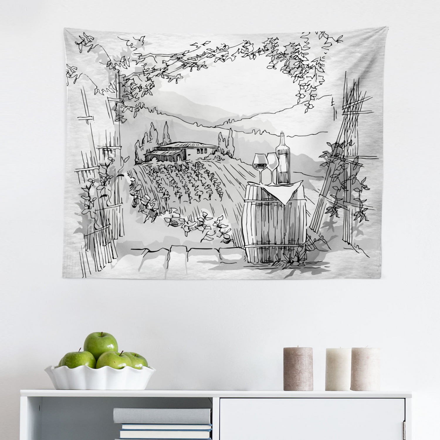 Landscape Bedroom Dorm Decor Artwork Cartoon Tapestry Tapestry of the Countryside Art Nouveau Wall Tapestry The Forest Wall Hanging
