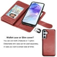 thumbnail image 6 of eBizWare RFID Blocking Leather Wallet Cell Phone Case with Wrist Strap for Samsung Galaxy A35, Red, 6 of 7