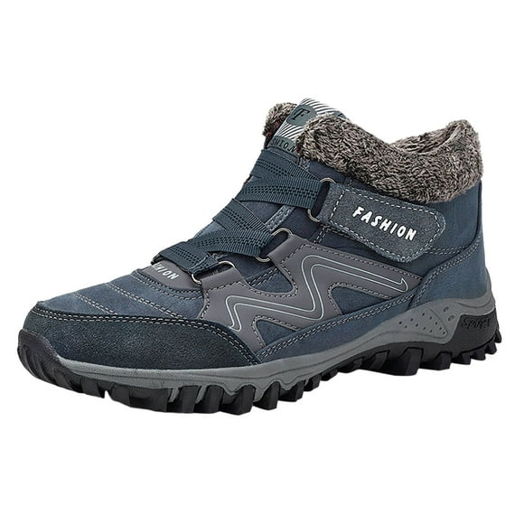 PEASKJP Winter Hiking Boots for Men Water Resistant Shoes Anti-Slip Fully Lined Casual Lightweight Hiking Boot,Navy 44