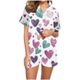 thumbnail image 6 of Fewfanhot Valentine Pajamas Women Heart Printed Pjs Short Sleeve Sleepwear 2 Piece Button Down Pjs Loungewear, 6 of 9