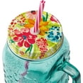 thumbnail image 3 of The   Teal Drinking Glass with Straw  Lid Mason jar,32 ounces, 3 of 3