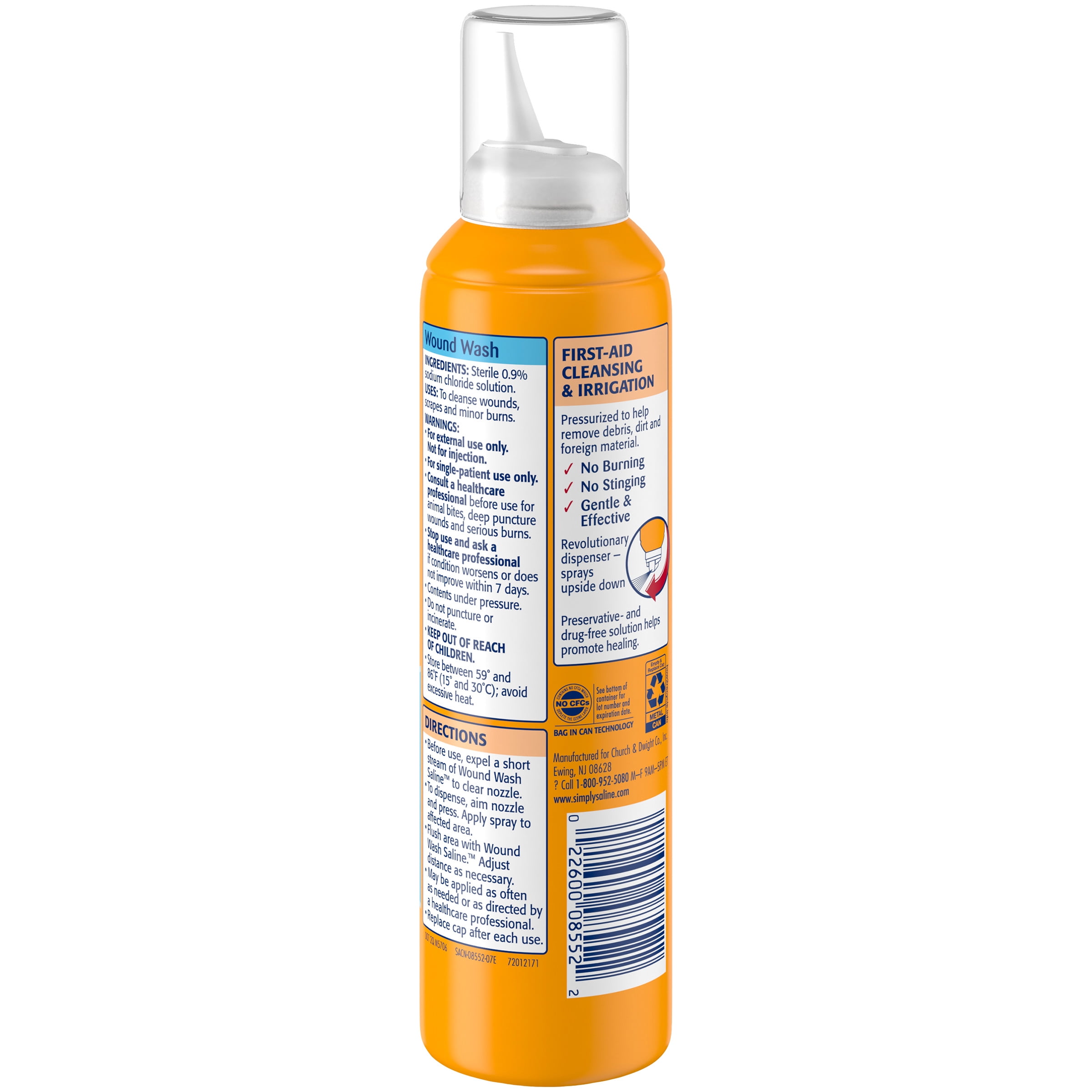 ARM & HAMMER Simply Saline Wound Wash 7.4oz- Spray Bottle for Wound Irrigation- One 7.4oz Bottle