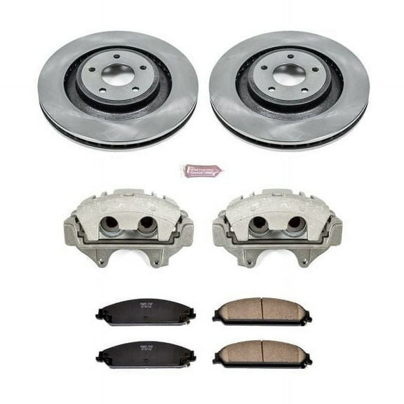PowerStop Front Stock Replacement Brake Pad and Rotor Kit with Calipers Fits: DODGE Select Models KCOE5565