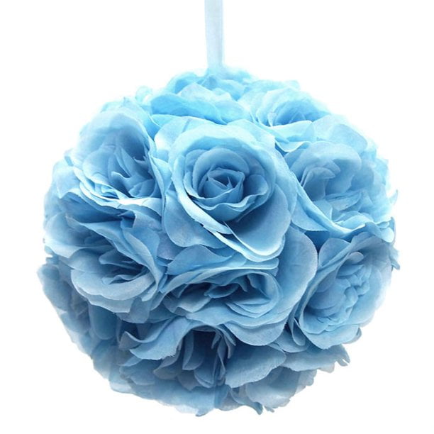 Silk Flower Kissing Balls Wedding Centerpiece, 10Inch, Light Blue