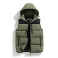 thumbnail image 2 of Wutalume Men's Casual Loose Color-Blocked Cotton Warm Jacket with Detachable Cap, Sleeveless Vest Style for Men, Versatile for Outdoor Adventures and Casual Fashion,Army Green L, 2 of 4