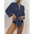 thumbnail image 3 of Bsubseach Women’s Oversized Long Sleeve Shirt Swim Cover Up 95% Polyester 5% Elastane Beach, 3 of 9