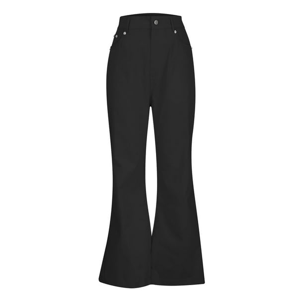 Nituyy Men's Retro Flare Pants, Solid Color Mid-Rise Trousers