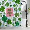 thumbnail image 2 of Pink St. Patrick's Day Small Stall Shower Curtain, Waterproof Shower Curtains for Bathroom, Green Shamrock Leaves Blue Cloud Washable Fabric Bath Curtain for Bathtub with Hooks 36x78 Inches, 2 of 9