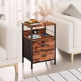 thumbnail image 2 of End Table with Charging Station, Nightstand with Fabric Drawers, Side Table with USB Ports & Outlets, Night Stand with Storage Shelf & Hooks, for Living Room/Bedroom, Rustic Brown, 2 of 6