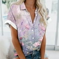 thumbnail image 1 of Fiudx Camisas de Mujer Blusas de Manga Corta Estampadas Informales Regulares para Mujertop, 1 of 5