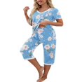thumbnail image 3 of Ensemble de Pyjama pour Femmes, Chemise à Manches Courtes et Pantalon Capri, Tenue de Nuit, Ensembles de Pjs, Tenue de Nuit Douce, 3 of 6