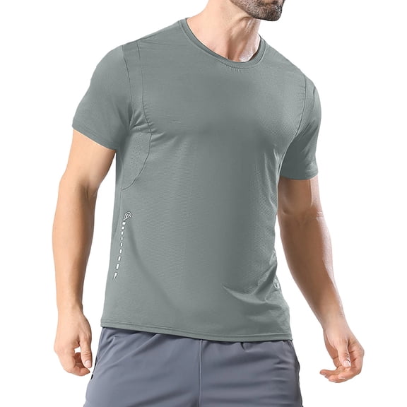 Kalauyu Men's Dry-Fit Short Sleeve Crew Neck T Shirts Fitness Running Gym Workout Cool Exercise Athletic Tee