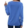 thumbnail image 3 of Women'S Tops Dressy Casual V Neck Long Sleeve Buttons Hollow Out Lace Embroidered Blouses Shirts Blue XL, 3 of 7
