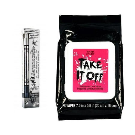 Hard Candy Split Personality Duo Eye Shadow Psycho 027 + Hard Candy TAKE IT OFF Makeup Remover Wipes, 25 Count + Schick Slim Twin ST for Sensitive