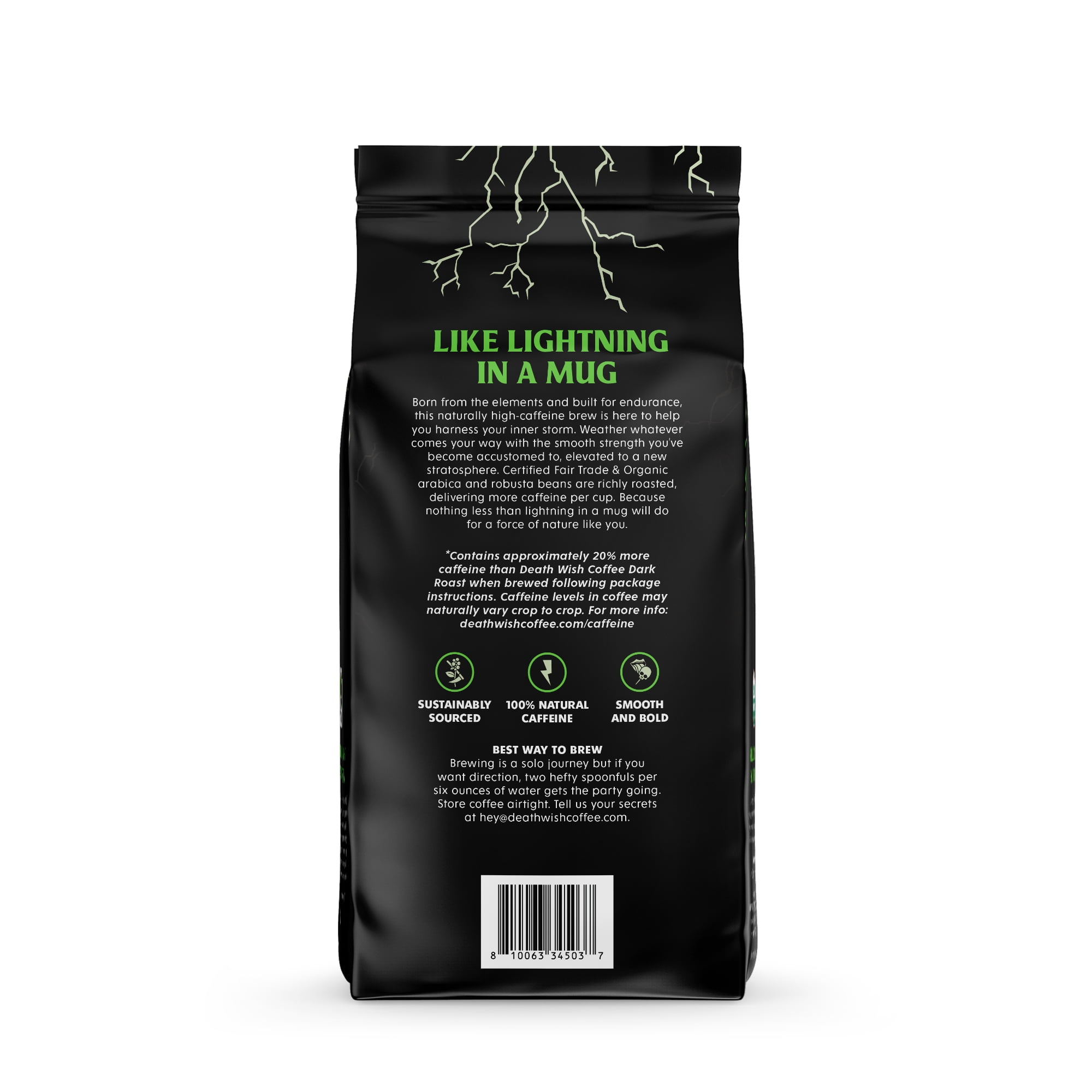 Death Wish Coffee, Organic and Fair Trade, Power Surge, High Caffeine, Ground Coffee, 10 oz Bag