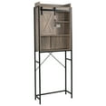 thumbnail image 6 of Hassch Vintage Bathroom Space Saver, Freestanding Over-The-Toilet Storage Cabinet with Sliding Barn Door, Open Shelf, Metal Frame, Retro Gray, 6 of 9