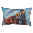 thumbnail image 1 of Fotbe Cartoon Train Hot Air Balloon Funda de Almohada Decorativa Estilo Occidental, Lujo en Algodón, Fundas para Almohadas King, Cojín Estampado para Decoración del Hogar-14"x20", 1 of 6