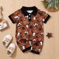 thumbnail image 2 of Toimothcn Infants Boys Romper Jumpsuit Short Sleeve Cute Cartoon Cow Printed Lapel Romper Soft Loose Fit Jumpsuit Comfy Newbron Clothing, 2 of 6